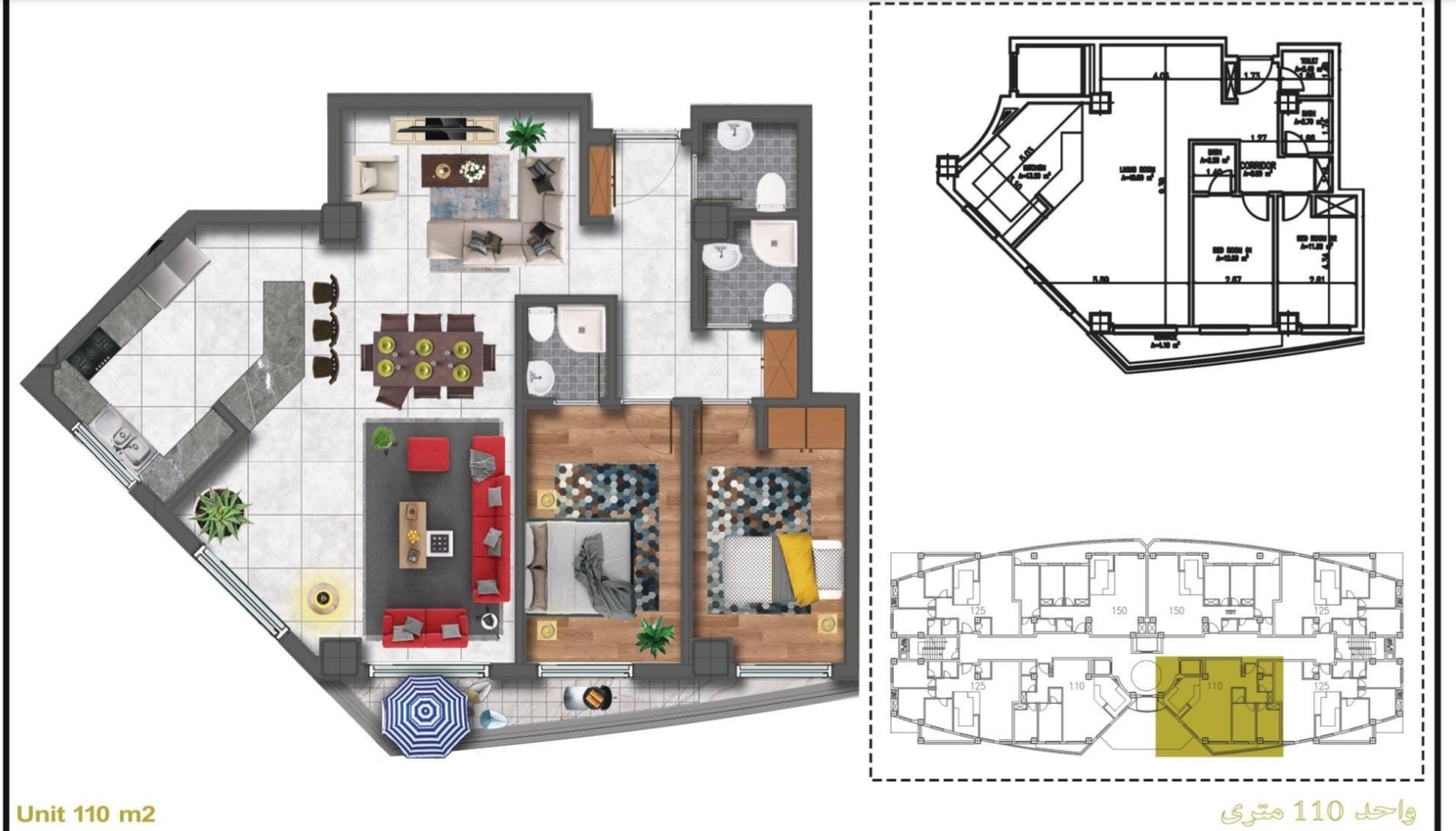 نقشه اتاق خواب و فضای داخلی برج وزرا چیتگر
